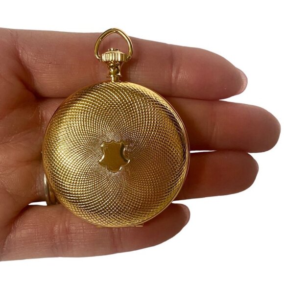 Vintage Gold Plated Pocketwatch Case Locket Shield Crest A La Carte - Picture 1 of 10